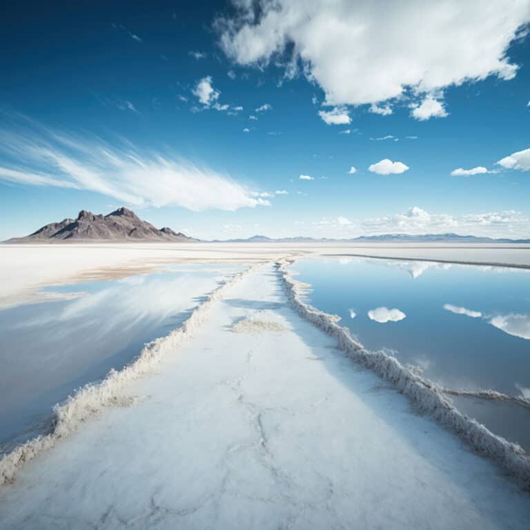 Salar de Uyuni, salty lake with sky reflections